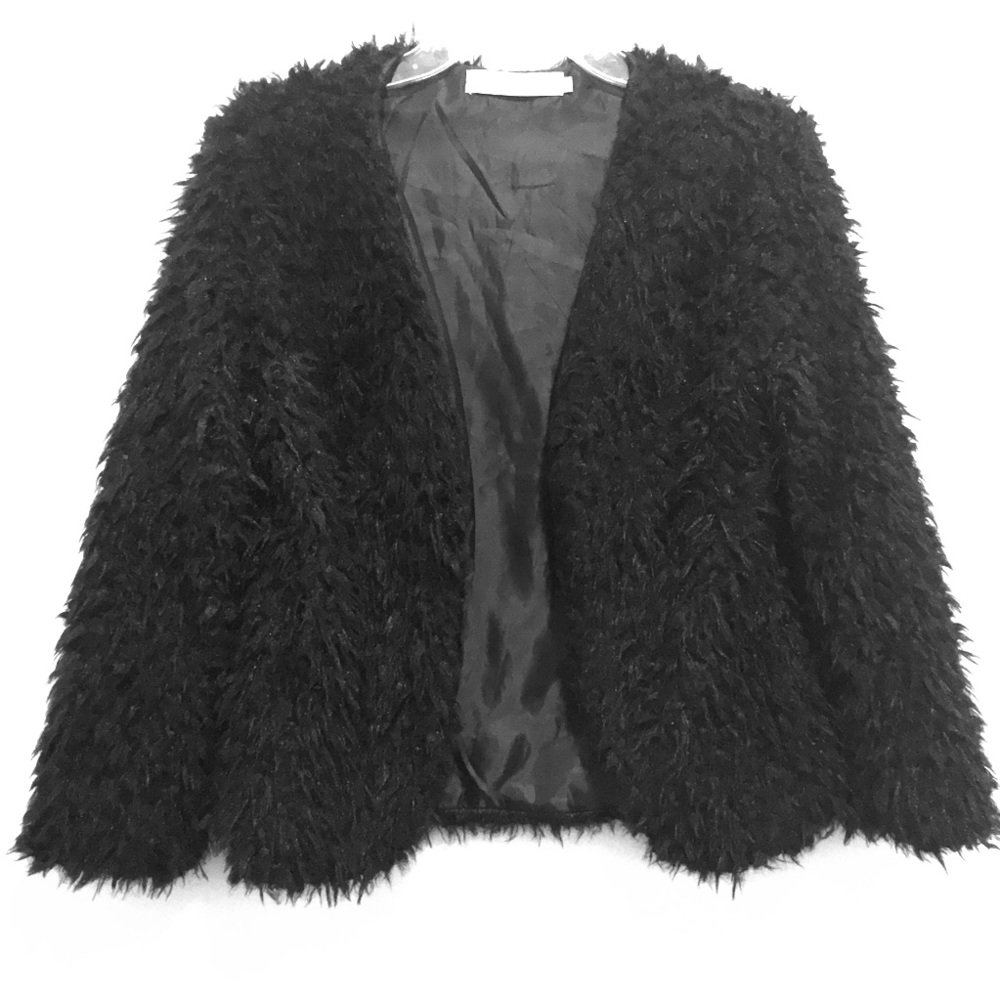 Black furry jacket